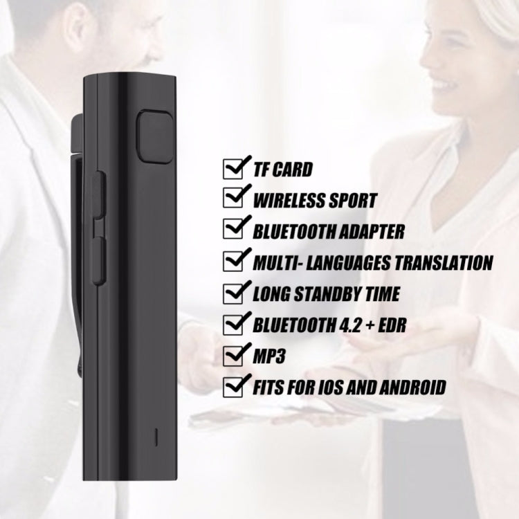 Ricevitore Bluetooth Smart Headphone Traduttore vocale 26 Auricolare per interprete di testo vocale multilingue per viaggi d'affari TF Card