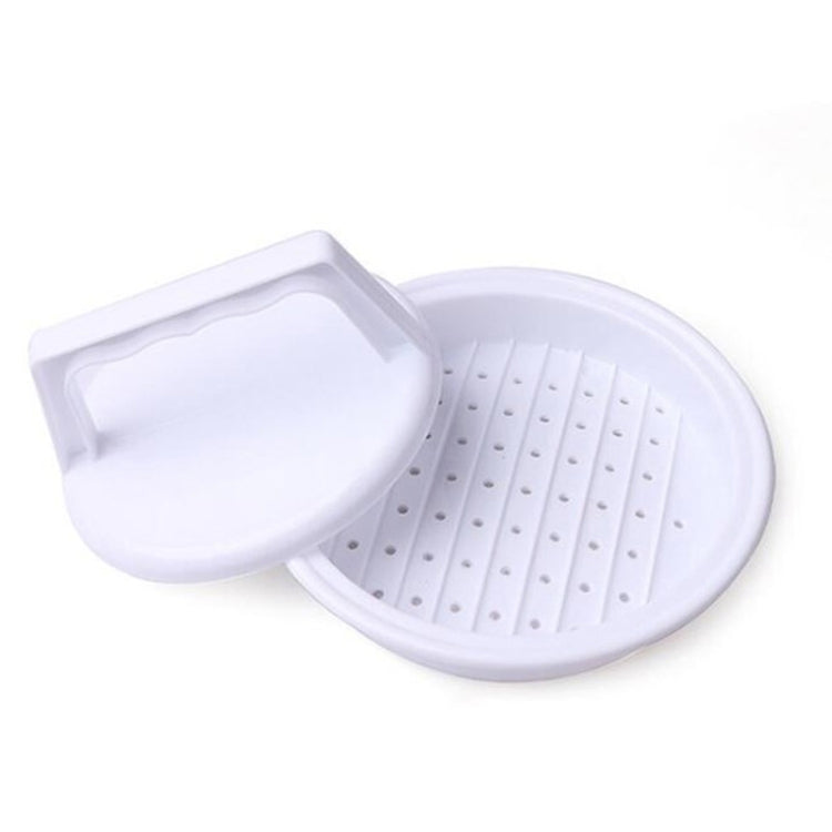 Pressa per hamburger di forma rotonda, per alimenti, in plastica, per hamburger, carne, manzo, griglia, pressa per hamburger, stampo per patty, utensile da cucina, 2PCS White