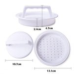 Pressa per hamburger di forma rotonda, per alimenti, in plastica, per hamburger, carne, manzo, griglia, pressa per hamburger, stampo per patty, utensile da cucina, 2PCS White