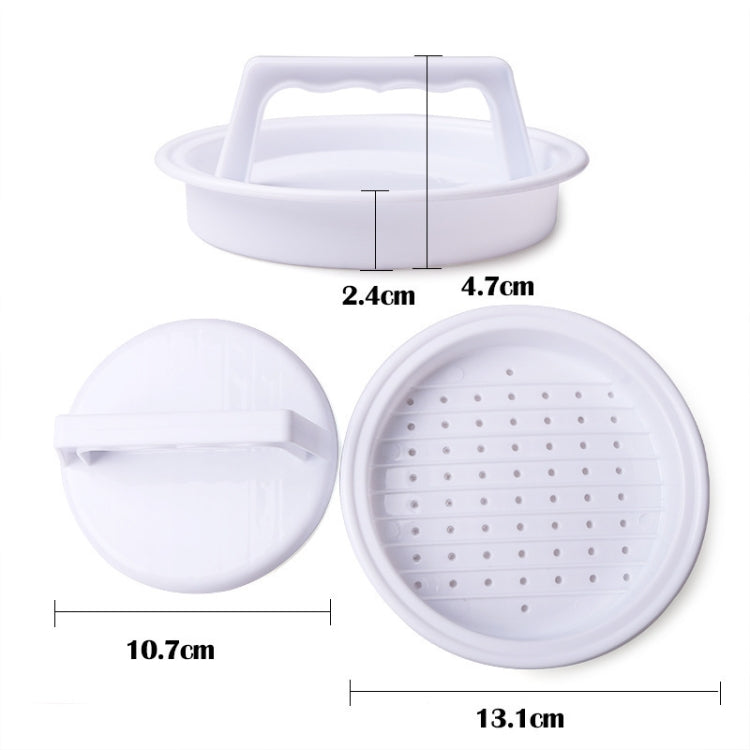 Pressa per hamburger di forma rotonda, per alimenti, in plastica, per hamburger, carne, manzo, griglia, pressa per hamburger, stampo per patty, utensile da cucina, 2PCS White
