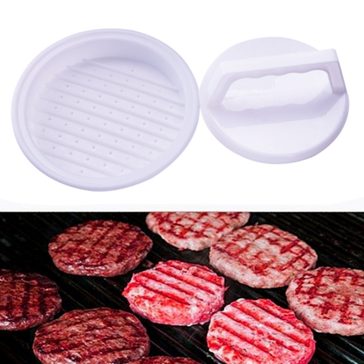 Pressa per hamburger di forma rotonda, per alimenti, in plastica, per hamburger, carne, manzo, griglia, pressa per hamburger, stampo per patty, utensile da cucina, 2PCS White