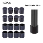 Protezioni per i piedi delle sedie in plastica da 100 pezzi Gambe per mobili antiscivolo nere Tappo per base del tavolo Copertura protettiva per pavimento, 16mm, 19mm, 22mm, 25mm