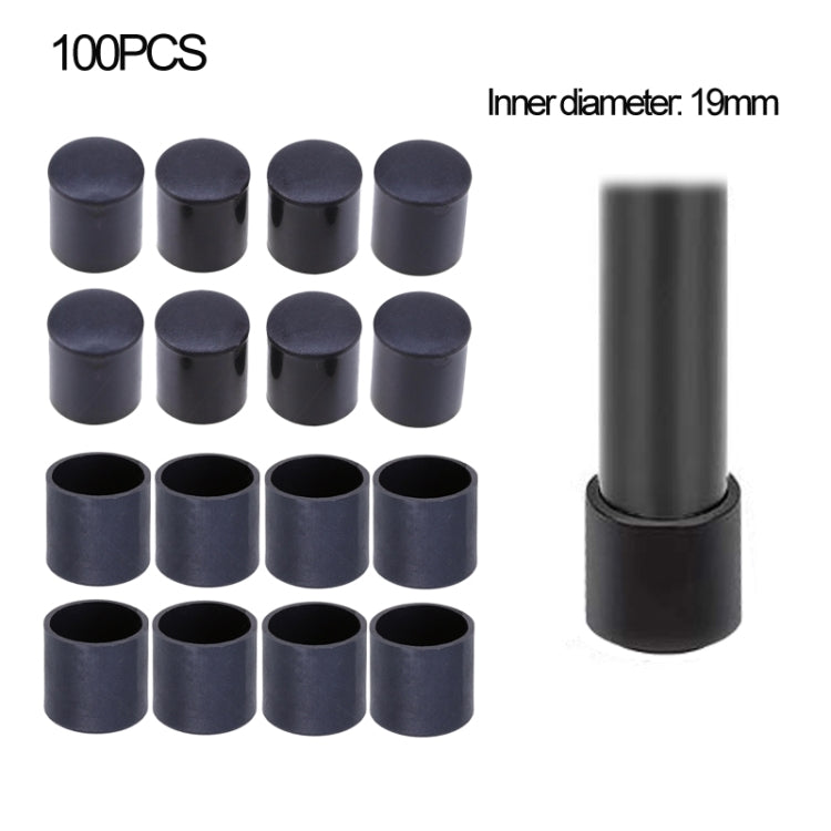 Protezioni per i piedi delle sedie in plastica da 100 pezzi Gambe per mobili antiscivolo nere Tappo per base del tavolo Copertura protettiva per pavimento, 16mm, 19mm, 22mm, 25mm