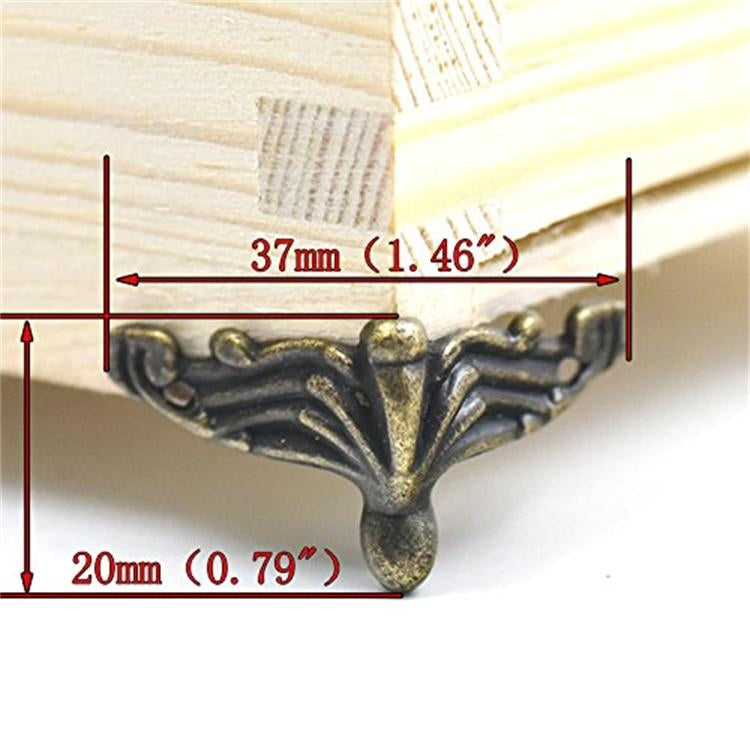 Confezione regalo per gioielli in bronzo antico da 10 pezzi Custodia in legno Piedini decorativi Protezione per angoli delle gambe, Jewelry Gift Box Corner Protector