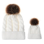 Set di cappelli genitore-figlio 2 in 1 autunno e inverno. Cappello lavorato a maglia con trama calda intrecciata con gomitolo di lana, Parent-child