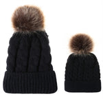 Set di cappelli genitore-figlio 2 in 1 autunno e inverno. Cappello lavorato a maglia con trama calda intrecciata con gomitolo di lana, Parent-child