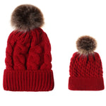 Set di cappelli genitore-figlio 2 in 1 autunno e inverno. Cappello lavorato a maglia con trama calda intrecciata con gomitolo di lana, Parent-child