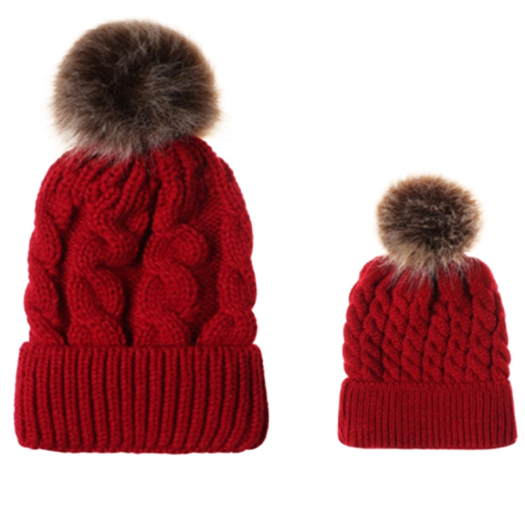 Set di cappelli genitore-figlio 2 in 1 autunno e inverno. Cappello lavorato a maglia con trama calda intrecciata con gomitolo di lana, Parent-child