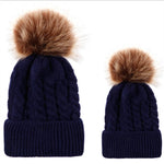 Set di cappelli genitore-figlio 2 in 1 autunno e inverno. Cappello lavorato a maglia con trama calda intrecciata con gomitolo di lana, Parent-child