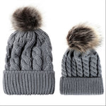 Set di cappelli genitore-figlio 2 in 1 autunno e inverno. Cappello lavorato a maglia con trama calda intrecciata con gomitolo di lana, Parent-child