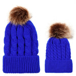 Set di cappelli genitore-figlio 2 in 1 autunno e inverno. Cappello lavorato a maglia con trama calda intrecciata con gomitolo di lana, Parent-child