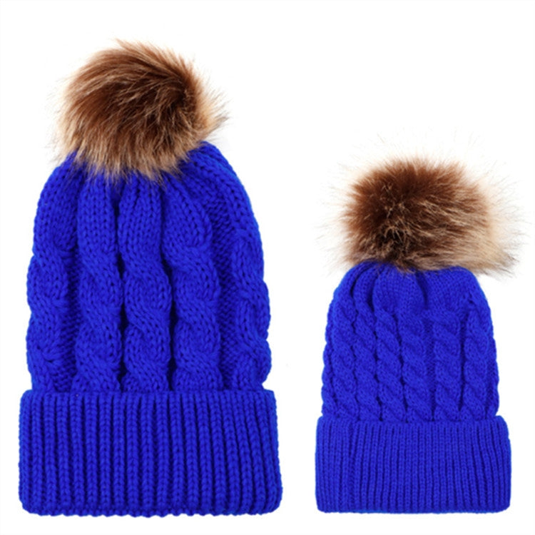Set di cappelli genitore-figlio 2 in 1 autunno e inverno. Cappello lavorato a maglia con trama calda intrecciata con gomitolo di lana, Parent-child