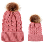 Set di cappelli genitore-figlio 2 in 1 autunno e inverno. Cappello lavorato a maglia con trama calda intrecciata con gomitolo di lana, Parent-child