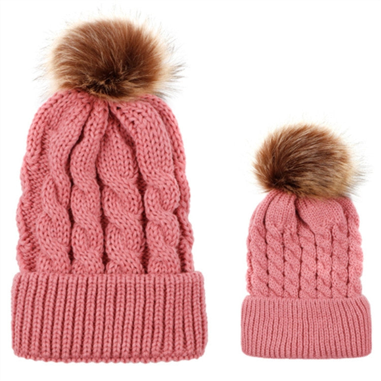 Set di cappelli genitore-figlio 2 in 1 autunno e inverno. Cappello lavorato a maglia con trama calda intrecciata con gomitolo di lana, Parent-child