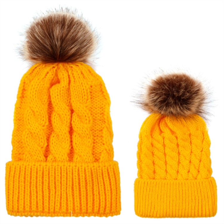 Set di cappelli genitore-figlio 2 in 1 autunno e inverno. Cappello lavorato a maglia con trama calda intrecciata con gomitolo di lana, Parent-child