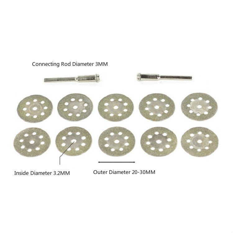 Accessori per smerigliatrice elettrica con lama per sega in giada con truciolo di smeriglio a 8 fori, 10 Saw Blade 2 Connecting rod 30MM, 10 Saw Blade 2 Connecting rod 20MM, 10 Saw Blade 2 Connecting rod 22MM, 10 Saw Blade 2 Connecting rod 25MM