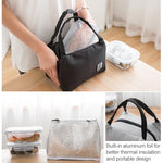 Borsa per il pranzo portatile Borsa per il pranzo termica isolata Borsa termica per il tote Borsa per il pranzo Bento Contenitore per il pranzo Borse per la conservazione degli alimenti scolastici, Black, Bento Storage Bags
