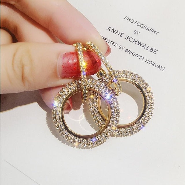 Orecchini rotondi donna con cristalli e strass