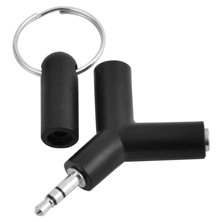 Portachiavi con connettore adattatore per cuffia audio mini a forma di Y da 3,5 mm maschio a doppio jack femmina da 3,5 mm