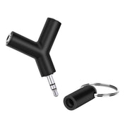 Portachiavi con connettore adattatore per cuffia audio mini a forma di Y da 3,5 mm maschio a doppio jack femmina da 3,5 mm