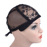 Accessori per parrucche con copertura inferiore in rete di pizzo con cappuccio elastico per retina per capelli da 3 pezzi, 56CM Black