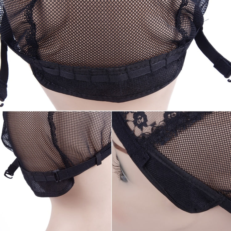 Accessori per parrucche con copertura inferiore in rete di pizzo con cappuccio elastico per retina per capelli da 3 pezzi, 56CM Black