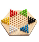 Set da gioco per famiglie con puzzle tradizionale esagonale in legno per bambini, Hexagon Puzzle Checkers