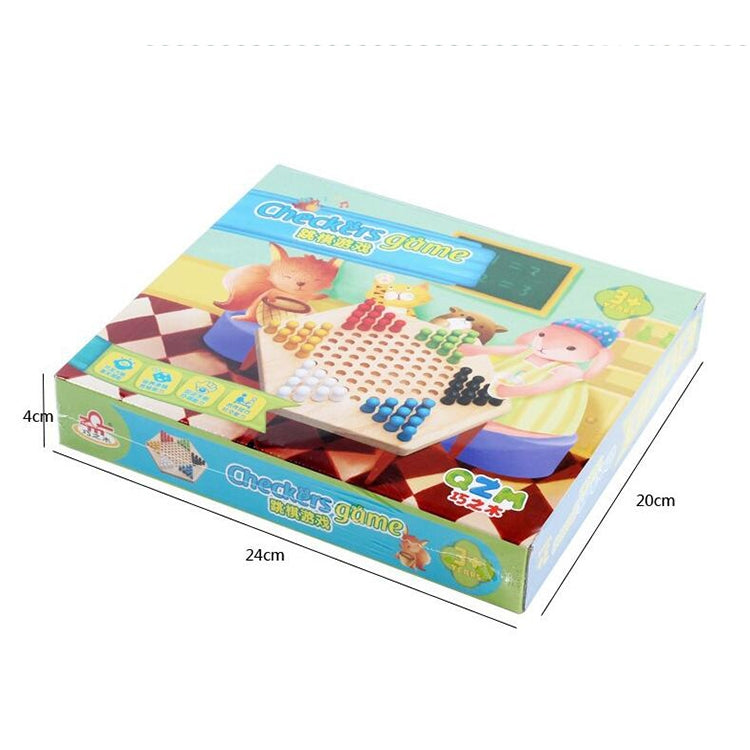 Set da gioco per famiglie con puzzle tradizionale esagonale in legno per bambini, Hexagon Puzzle Checkers