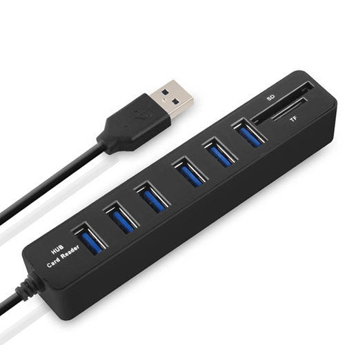 Multi USB 2.0 Hub Splitter USB ad alta velocità 6 porte con lettore di schede SD TF