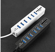 Multi USB 2.0 Hub Splitter USB ad alta velocità 6 porte con lettore di schede SD TF