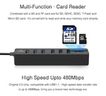 Multi USB 2.0 Hub Splitter USB ad alta velocità 6 porte con lettore di schede SD TF
