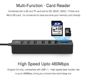 Multi USB 2.0 Hub Splitter USB ad alta velocità 6 porte con lettore di schede SD TF