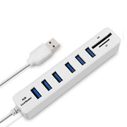 Multi USB 2.0 Hub Splitter USB ad alta velocità 6 porte con lettore di schede SD TF
