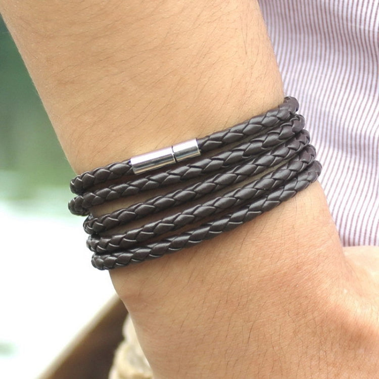 Bracciale in pelle da coppia Bracciale da uomo con ciondolo vintage nero