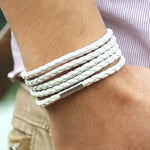 Bracciale in pelle da coppia Bracciale da uomo con ciondolo vintage nero