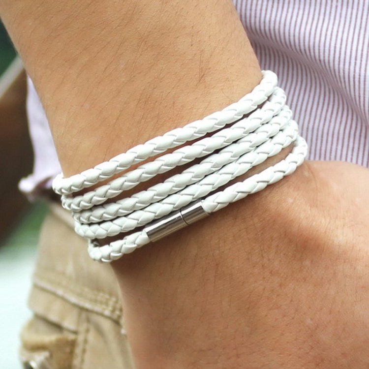 Bracciale in pelle da coppia Bracciale da uomo con ciondolo vintage nero