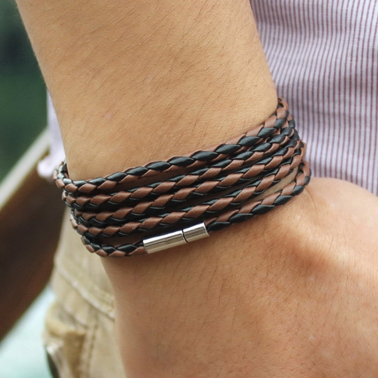 Bracciale in pelle da coppia Bracciale da uomo con ciondolo vintage nero