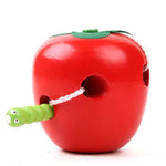 Apprendimento ed educazione in legno I bambini Vermi colorati mangiano giocattoli educativi di frutta e mela, Worm Eat Fruit Apple