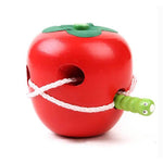 Apprendimento ed educazione in legno I bambini Vermi colorati mangiano giocattoli educativi di frutta e mela, Worm Eat Fruit Apple