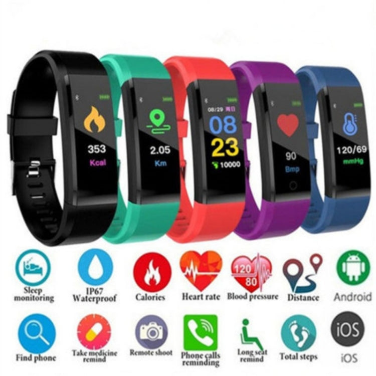 Bracciale fitness tracker sportivo con contapassi per orologio intelligente con schermo OLED ID115 da 0,96 pollici, ID115 Black, ID115 Red, ID115 Green, ID115 Purple, ID115 Blue