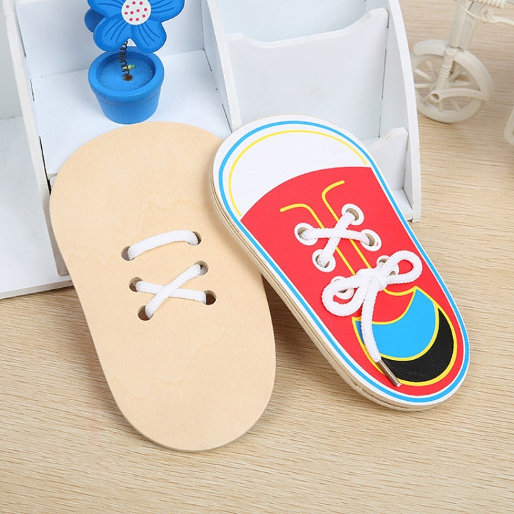 Giocattolo educativo in legno Scarpe allacciate per bambini