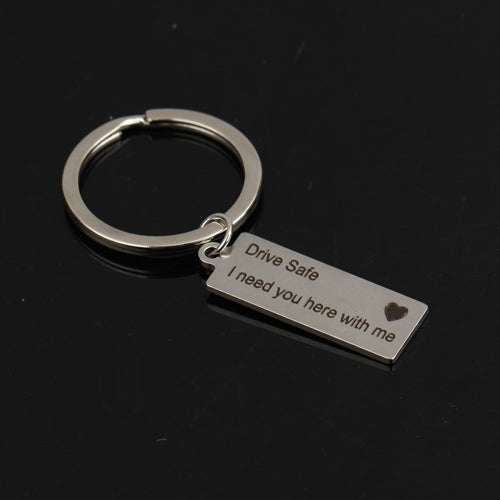 Portachiavi alla moda, regali incisi, guida sicura, ho bisogno di te qui con me, portachiavi per coppie, fidanzati, fidanzate, gioielli, Fashion Keyring