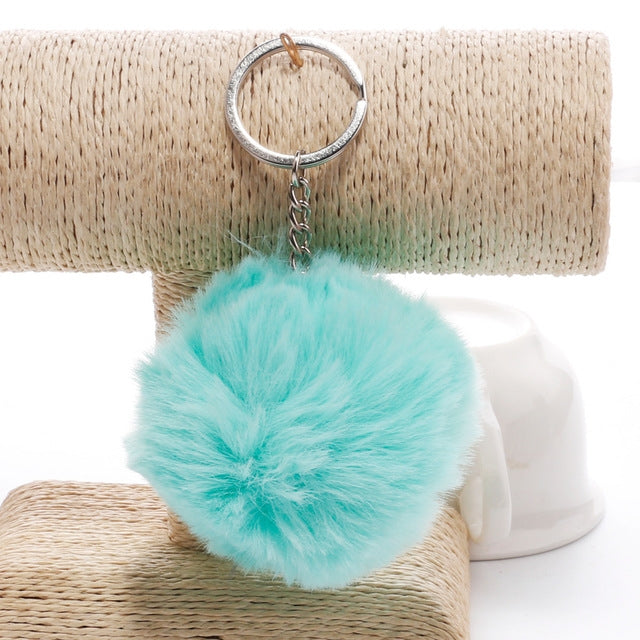 Portachiavi semplice Palla di pelo Pom Pom Portachiavi Pom Pom Portachiavi di animali in pelliccia di coniglio artificiale per portachiavi per borsa da auto da donna