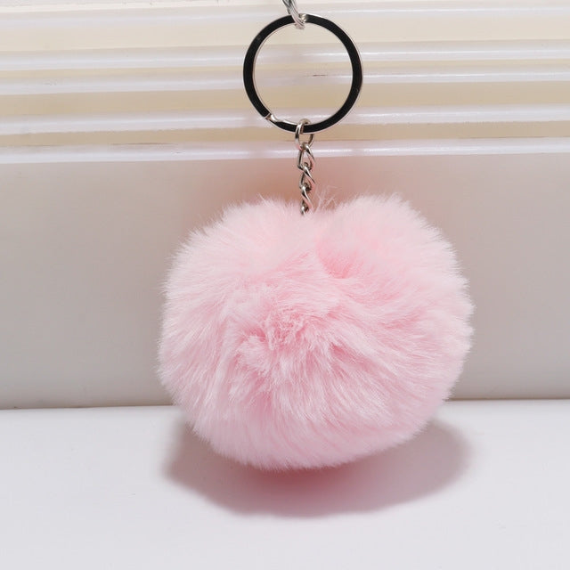 Portachiavi semplice Palla di pelo Pom Pom Portachiavi Pom Pom Portachiavi di animali in pelliccia di coniglio artificiale per portachiavi per borsa da auto da donna