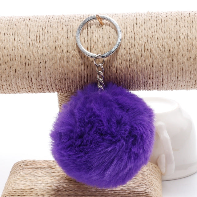 Portachiavi semplice Palla di pelo Pom Pom Portachiavi Pom Pom Portachiavi di animali in pelliccia di coniglio artificiale per portachiavi per borsa da auto da donna