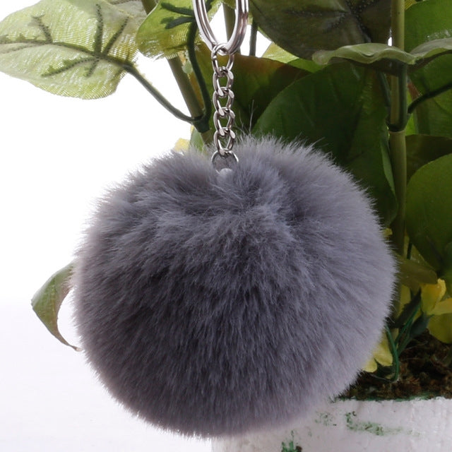 Portachiavi semplice Palla di pelo Pom Pom Portachiavi Pom Pom Portachiavi di animali in pelliccia di coniglio artificiale per portachiavi per borsa da auto da donna