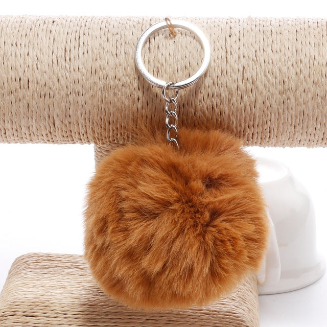 Portachiavi semplice Palla di pelo Pom Pom Portachiavi Pom Pom Portachiavi di animali in pelliccia di coniglio artificiale per portachiavi per borsa da auto da donna
