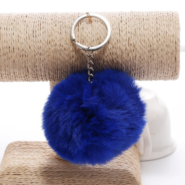 Portachiavi semplice Palla di pelo Pom Pom Portachiavi Pom Pom Portachiavi di animali in pelliccia di coniglio artificiale per portachiavi per borsa da auto da donna