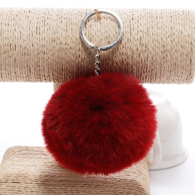 Portachiavi semplice Palla di pelo Pom Pom Portachiavi Pom Pom Portachiavi di animali in pelliccia di coniglio artificiale per portachiavi per borsa da auto da donna