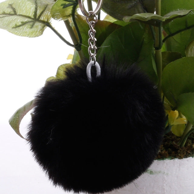 Portachiavi semplice Palla di pelo Pom Pom Portachiavi Pom Pom Portachiavi di animali in pelliccia di coniglio artificiale per portachiavi per borsa da auto da donna
